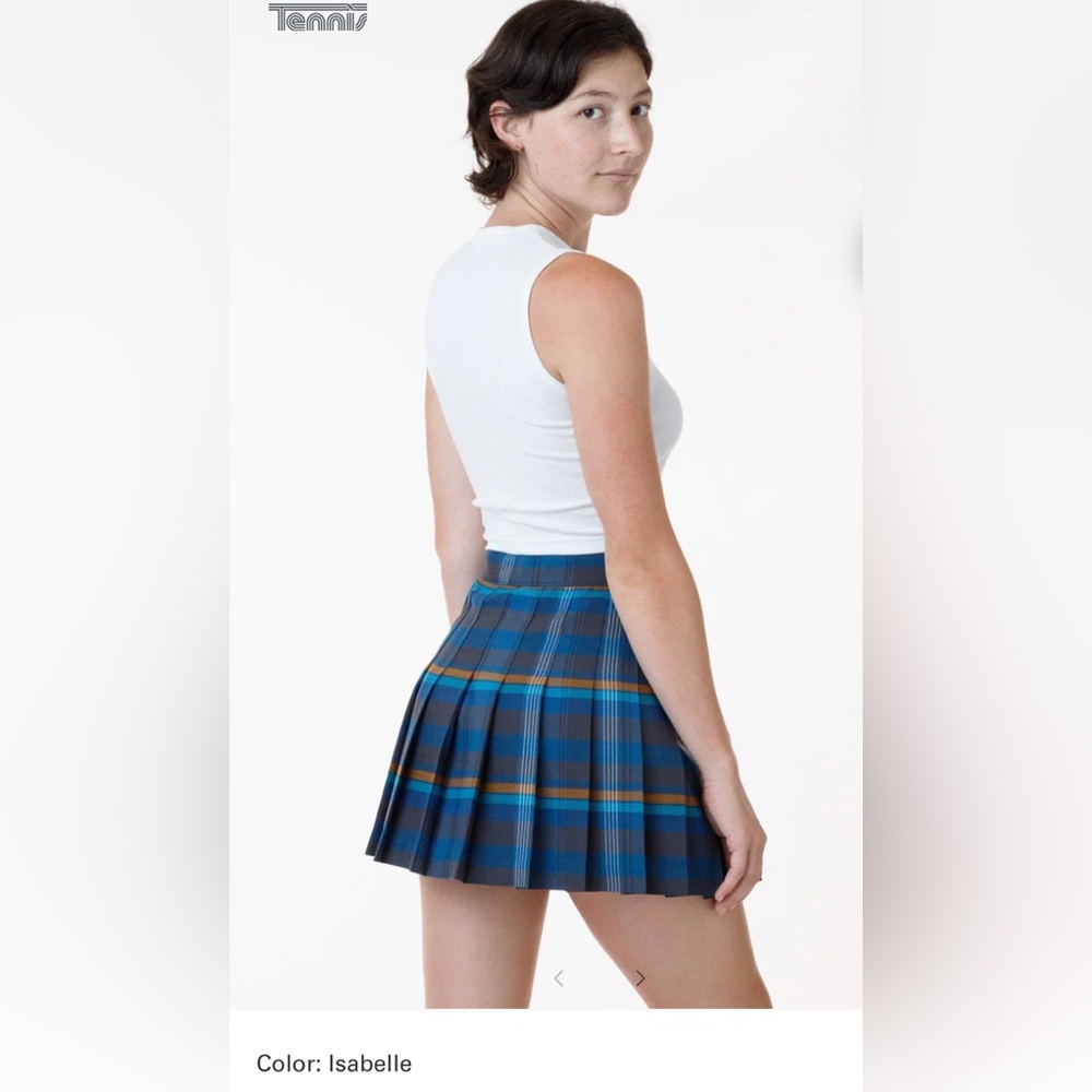Los Angeles Apparel Blue and Brown Plaid tennis skirt sz “2X” schoolgirl y2k